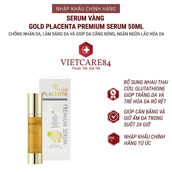 Serum Nhau Thai Cừu Dr Natural Astragrace Gold Placenta 24k giúp dưỡng ẩm, dưỡng da, trắng da, chống lão hoá da
