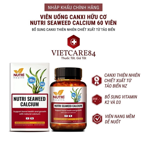 Canxi Hữu Cơ Từ Tảo Biển Nutri Seaweed Calcium 60 Viên