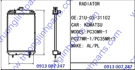 RADIATOR 21U-03-31102 for Excavator Komatsu PC30MR-1 PC27-1  PC35MR-1