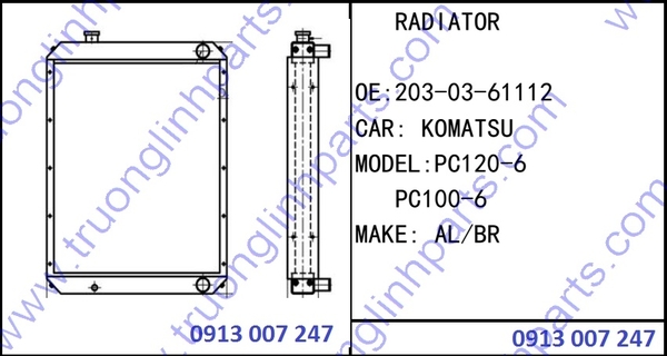 RADIATOR 203-03-61112 for Excavator Komatsu PC100-6 PC120-6