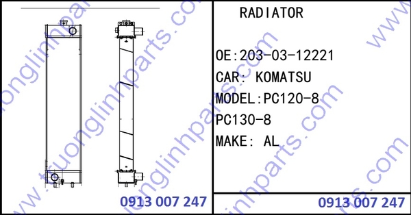 RADIATOR 203-03-12221 for Excavator Komatsu PC120-8 PC130-8