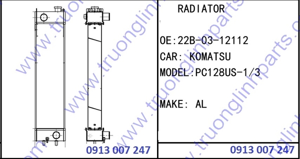 RADIATOR 20B-03-12112 for Excavator Komatsu PC128US-1 PC128-3