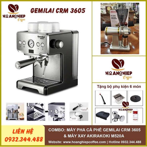 combo-may-pha-ca-phe-gemilai-crm-3605-may-xay-ca-phe-akirakoki-m520a