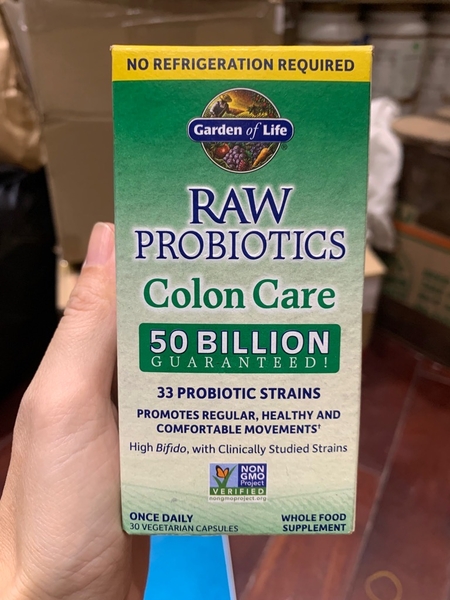 MEN LỢI KHUẨN THÔ HỖ TRỢ ĐẠI TRÀNG RAW PROBIOTICS COLON CARE GARDEN OF LIFE