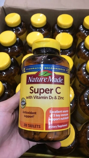 VIÊN UỐNG HỖ TRỢ MIỄN DỊCH CUNG CẤP VITAMIN C, D3 VÀ KẼM - NATURE MADE - SUPER C WITH VITAMIN D3 & ZINC