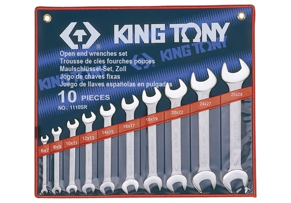 Bộ cờ lê 2 đầu miệng hệ Inch 10 chi tiết Kingtony 1110SR