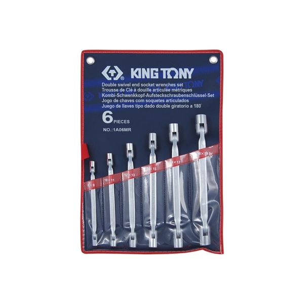 Bộ cờ lê 2 đầu tuýp lắc léo hệ Metric 6 chi tiết Kingtony 1A06MR