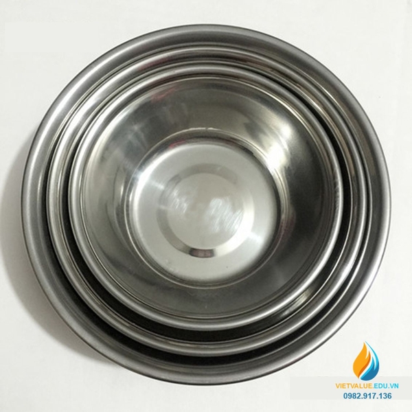 Bát Inox 304 miệng 28cm, khử trùng y tế, chống Iot, thành dày, đáy ...