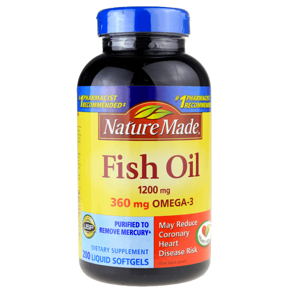 Thực Phẩm Bổ Sung Dầu Cá Nature Made Fish Oil 1200mg 360mg Omega - 3 (200 Viên Nang Mềm)