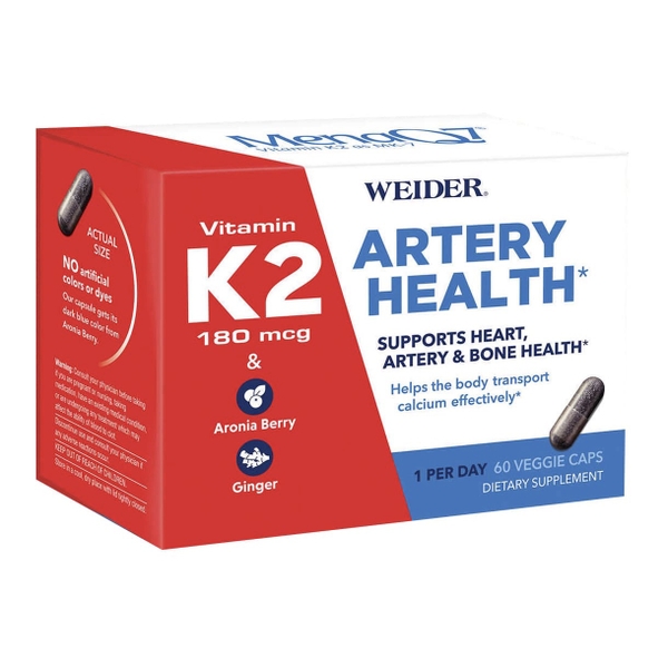 Hỗ trợ tim và xương khỏe mạnh Weider Artery Health Vitamin K2 180mcg 60 viên