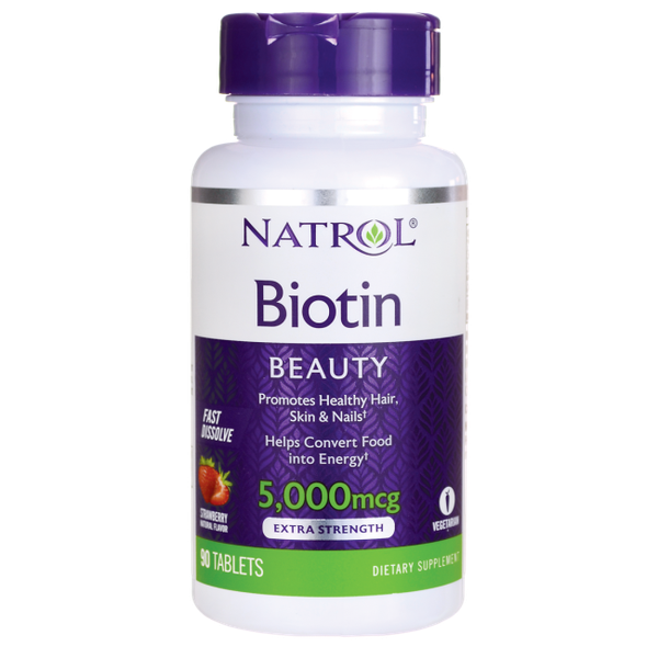 Viên uống hỗ trợ mọc tóc và chống rụng tóc Natrol Biotin 5,000mcg Fast Dissolve 250 viên