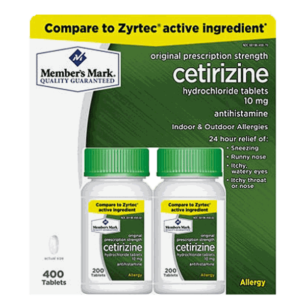 Thuốc dị ứng Member Mark Cetirizine 2 lọ 400 viên