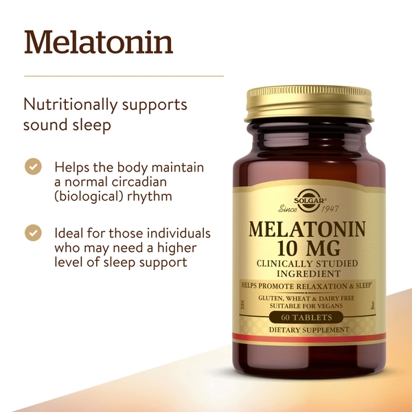 TRỢ NGỦ LOẠI TỐT HIỆU SOLGAR MELATONIN 10 MG 60 VIÊN
