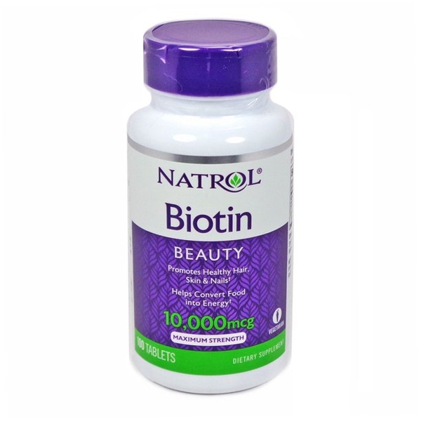 Viên uống hỗ trợ mọc tóc và chống rụng tóc Natrol Biotin 10000mcg 100 viên