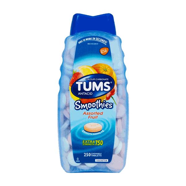 Kẹo trị đau dạ dày TUMS Extra Strength Smoothies 750mg 250 viên