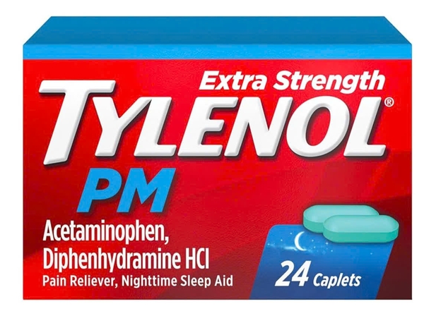 Thuốc giảm đau và hạ sốt Tylenol PM Acetaminophen 24 viên