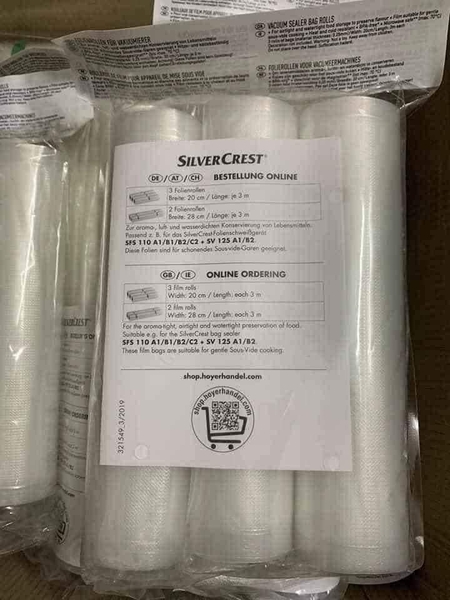 Set 3 cuộn túi nilong (20cm dài 3m) máy hút chân không Silvercrest