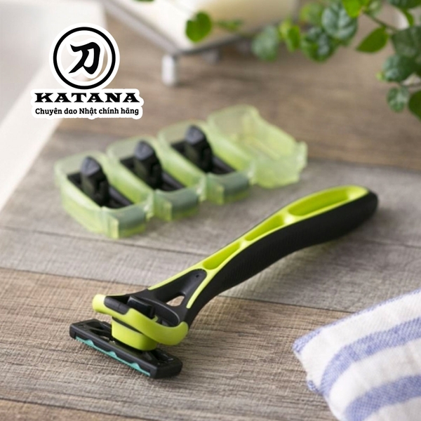 Dao cáº¡o rÃ¢u cao cáº¥p Nháº­t Xfit 5 blade mÃ u xanh (há»p vuÃ´ng)