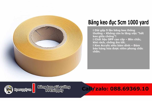 băng keo đục 5cm 1000 yard dán thùng carton