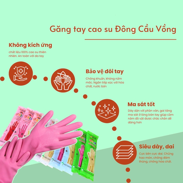 Bao tay cao su dài rửa chén bát 42cm Đông Cầu Vồng