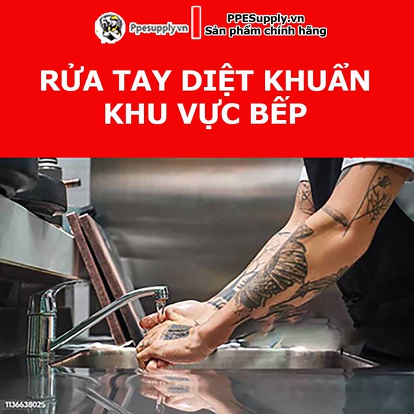 Cach rửa tay diệt khuẩn cho đầu bếp với nước rửa tay Saraya