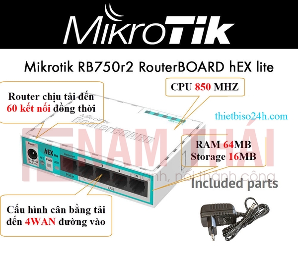 Thiết bị cân bằng tải Mikrotik RB750r2 (hEX lite) - nam thái