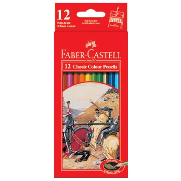 Bút chì màu Classic Knight Faber-Castell 12 màu ngắn