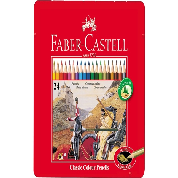 Bút chì màu Classic Knight Faber-Castell 24 màu dài hộp thiếc