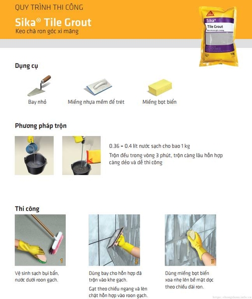 Biện pháp thi công Sika Tile Grout 
