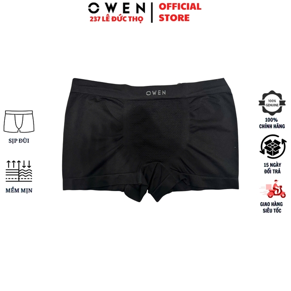 Quần Lót Nam Owen QLB242513 màu đen dáng sịp đùi boxer chất liệu polyamide spandex