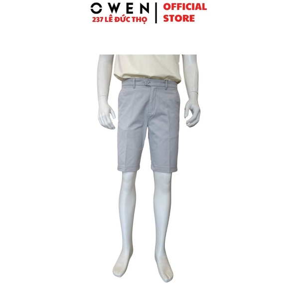 Quần Short Nam Owen SK261012 sóc kaki màu xám nhạt dáng ôm slim fit chất liệu cotton spandex