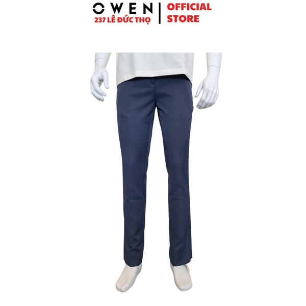 Quần Tây Nam Owen QR263057 màu xanh đậm dáng suông regular fit chất liệu nano