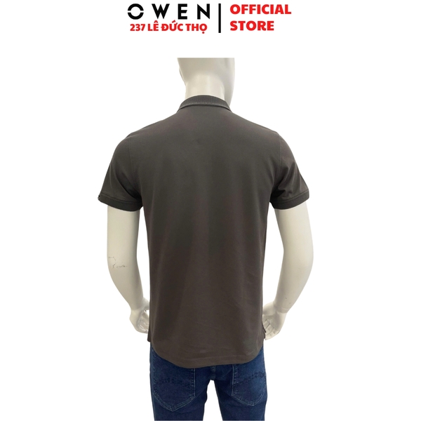 Áo thun polo Nam Tay Ngắn Có Cổ Owen APV252546 màu xám đậm dáng suông tà bằng xẻ tà chất liệu cotton renu