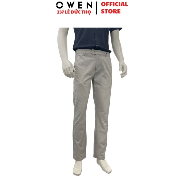 Quần kaki nam Owen QKR261000 màu xám nhạt dáng suông regular fit chất liệu cotton spandex