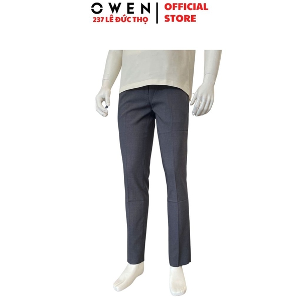 Quần Tây Nam Owen QRT263053 màu xám đậm dáng suông regular fit cạp tăng đơ chất liệu nano
