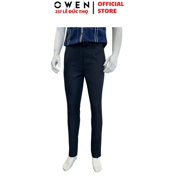Quần Tây Nam Owen QST263037 màu đen dáng ôm slim fit cạp tăng đơ chất liệu nano