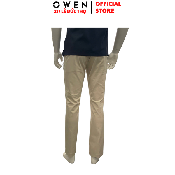 Quần kaki nam Owen QKR261006 màu be nhạt dáng suông regular fit chất liệu rayon polyester rycra