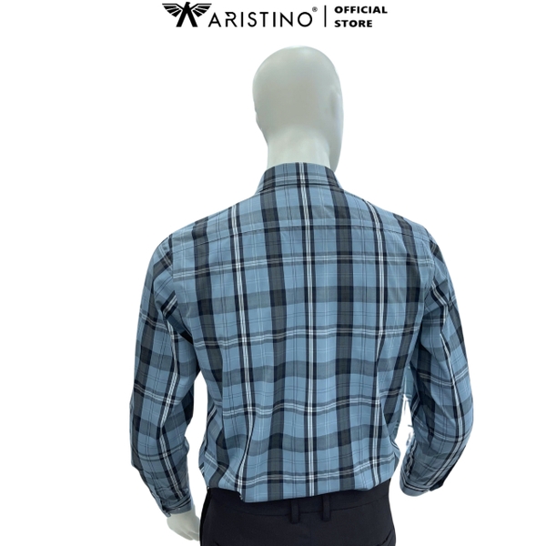 Áo Sơ Mi Nam Dài Tay Aristino ALS1920Z màu xám kẻ dệt trống đồng dáng suông vừa regular fit tà lượn