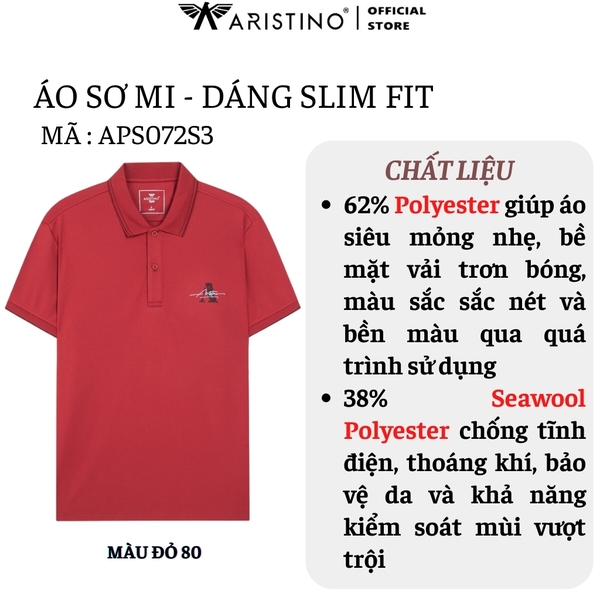 Áo Thun Polo Nam Cổ Bẻ Aristino APS072S3 màu Đỏ 80