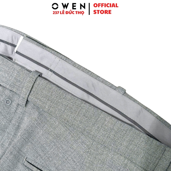 Quần tây Nam Owen QV256269 màu xám nhạt dáng ôm slim fit cạp tăng đơ Chất liệu Polyester Rayon