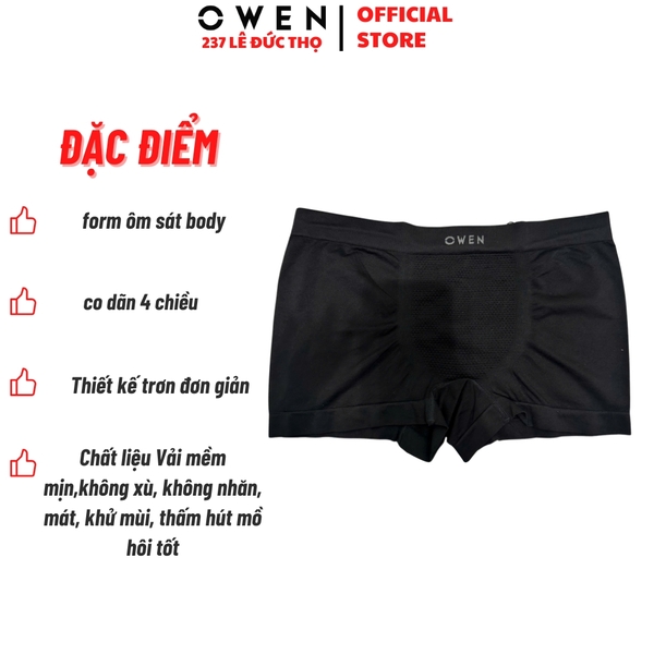 Quần Lót Nam Owen QLB242513 màu đen dáng sịp đùi boxer chất liệu polyamide spandex