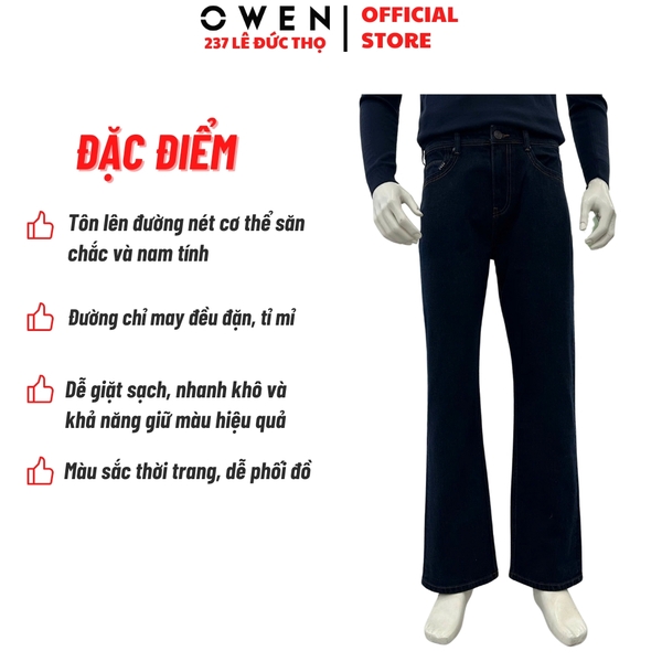 Quần Jean Nam Owen Quần Bò Nam QJT258003 màu xanh đậm dáng straight fit chất liệu demin cotton
