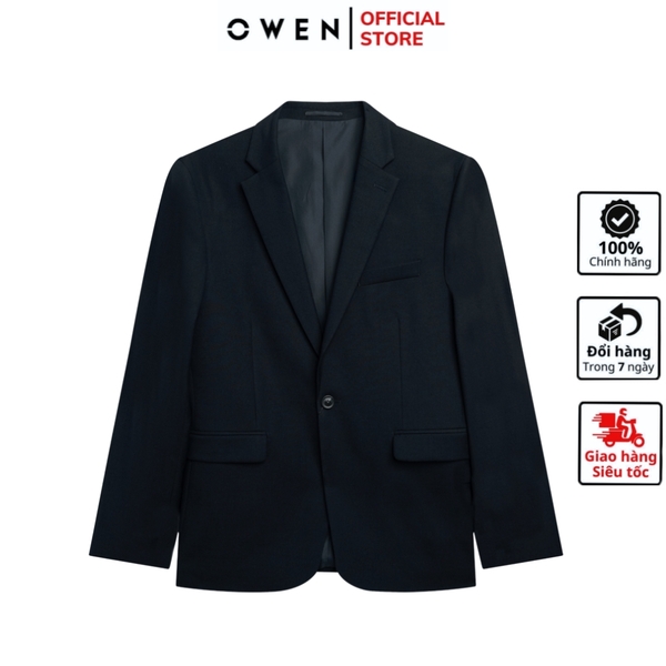 Áo Demi - Blazer Owen BL241350 màu xanh tím than dáng suông regular fit 1 cúc tà xẻ 2 bên chất liệu TR spandex