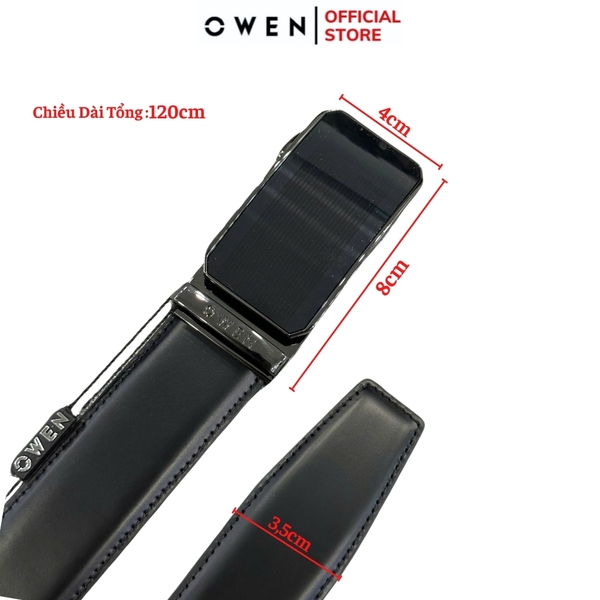 Thắt Lưng Nam Owen BELT232635 Dây Da Màu Đen Mặt Khóa Trượt Tự Động màu đen Chất Liệu Da Bò Thật