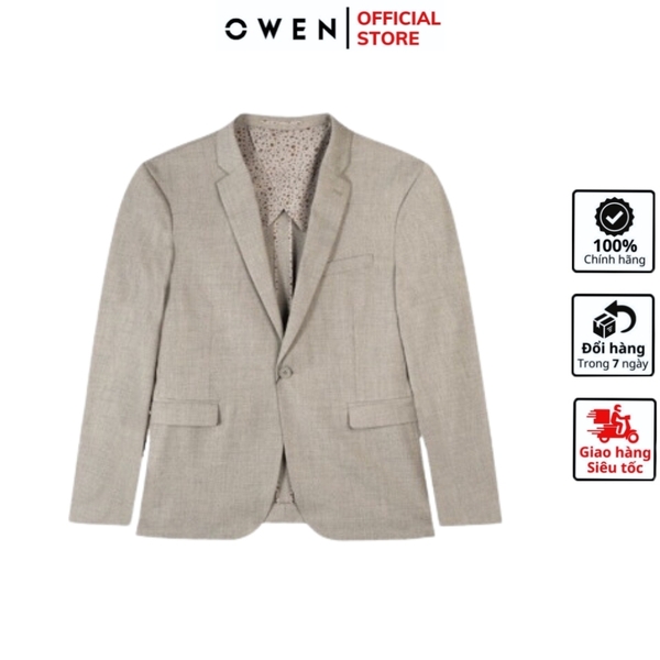 Áo Demi - Blazer Owen BL231931 màu be đậm dáng regular fit chất vải polyester