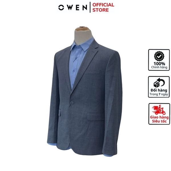 Áo Demi - Blazer Owen BL241352 màu xám dáng regular fit 1 cúc tà xẻ hai bên chất liệu TR Spandex