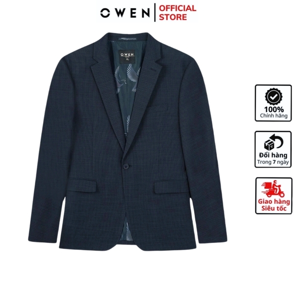 Áo Demi - Blazer Owen BL231689 màu xanh navy kẻ chìm dáng regular fit chất vải polyester
