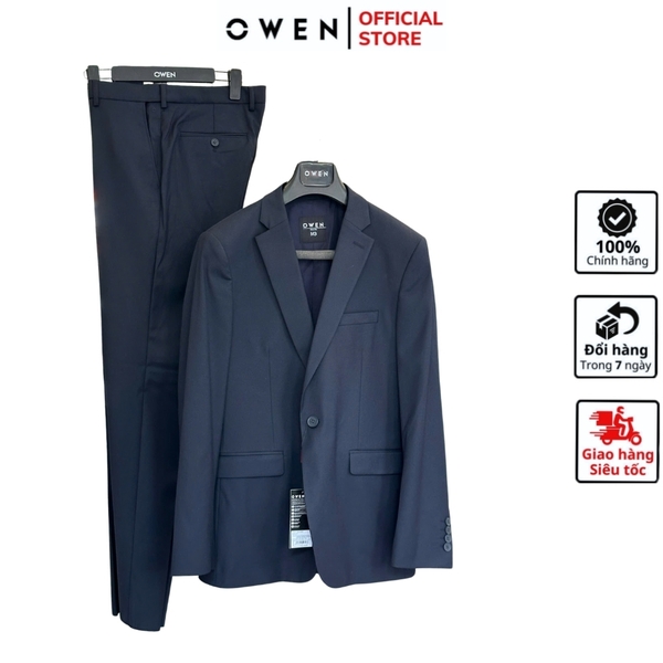 Ves bộ OWEN VES231841 màu navy trơn Dáng Regular Fit chất liệu Knit