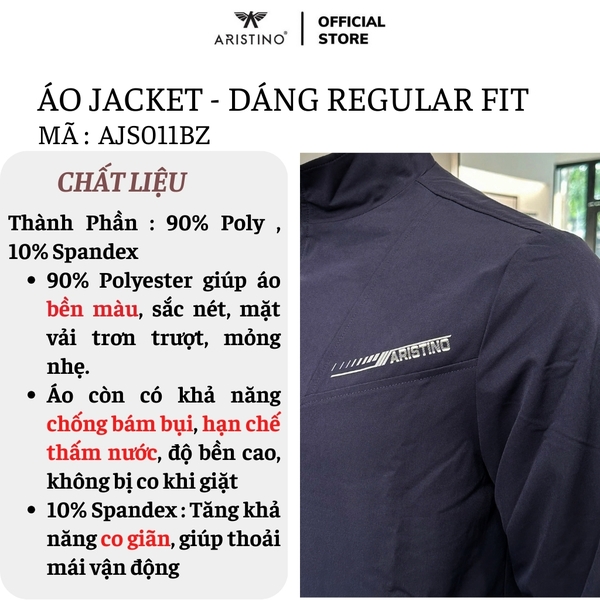 Bộ đồ Gió Thu đông Aristino AJS011BZ Màu: Đen 8, Xám 120, Xanh tím than 150