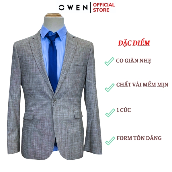 Áo Demi - Blazer Owen BL241357 màu be đậm dáng regular fit 1 cúc tà xẻ hai bên chất liệu TR Spandex